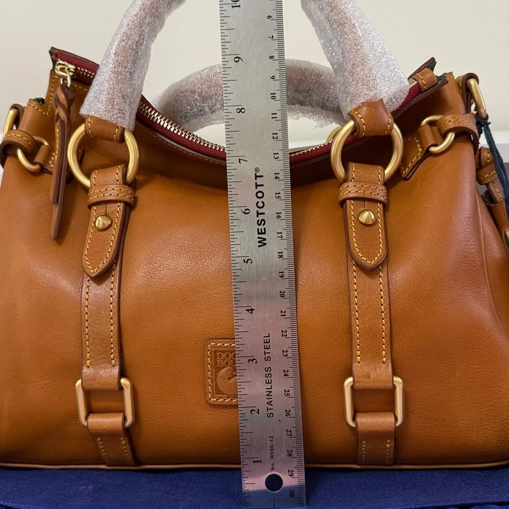 Dooney & Bourke Caramel Leather Satchel with Tassel - Picture 10 of 13